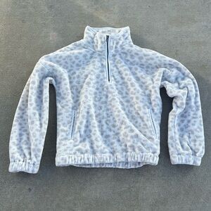 Abercrombie & fitch leopard print quarter zip fleece long sleeve sweater jacket